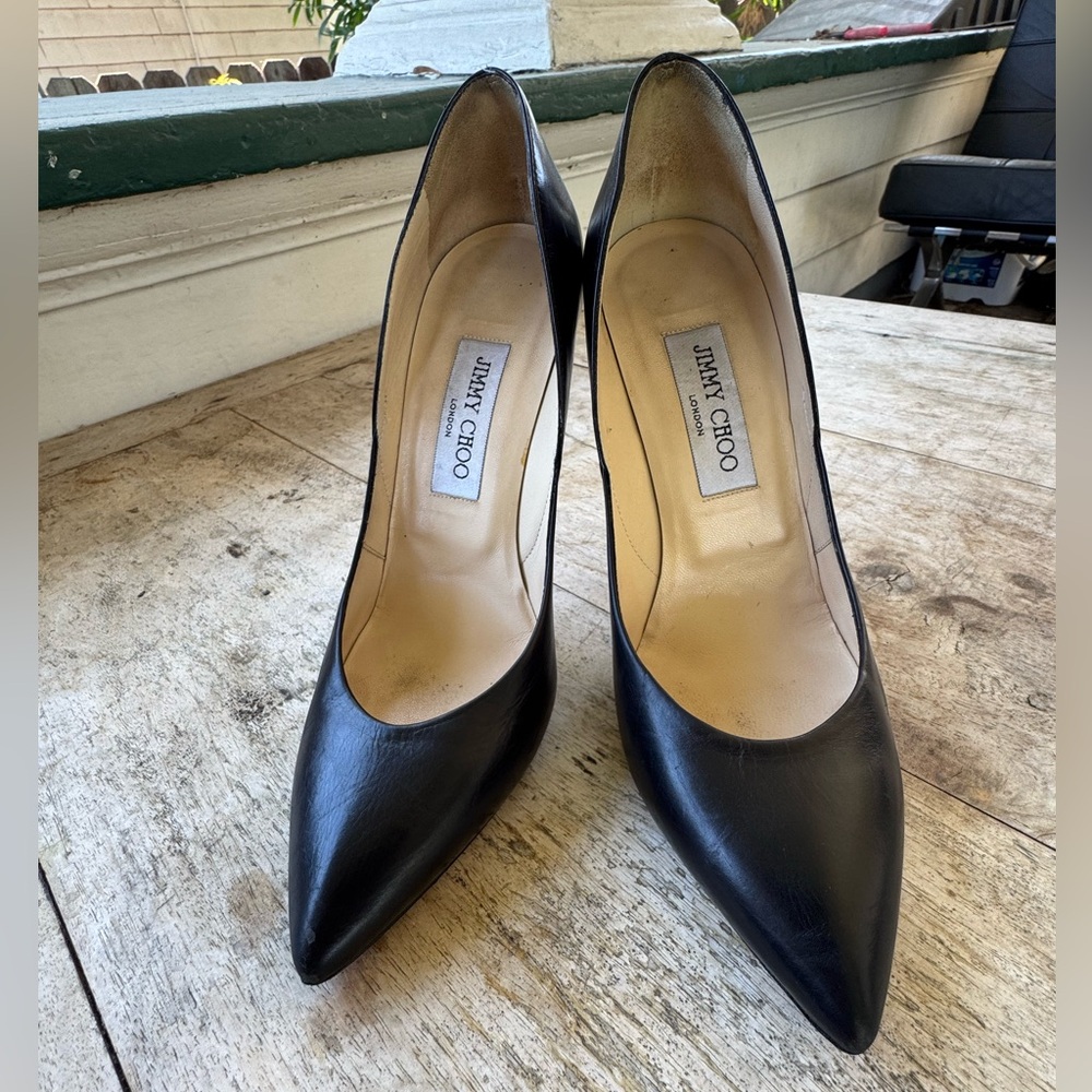 JIMMY CHOO Abel Kid pointed-toe pumps with 4 1/2-inch heels